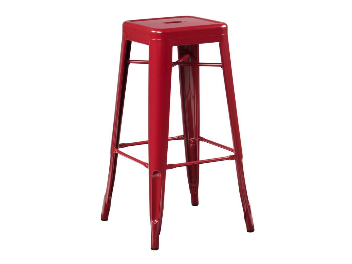 Pack De 2 Bancos Altos Empilháveis Em Aço SKLUM Lix Aço Vermelho Burdeos ↑75 Cm