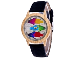 Reloj De Pareja Zhoulianfa Con Dial De Peces Coloridos Correa De Jeans Negro