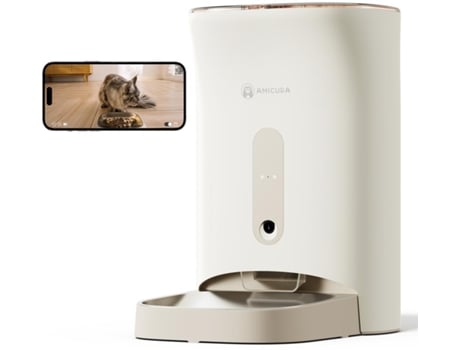 Comedouro Automático Inteligente, Amicura F1 Pro, 4.5l, Controlo App, Sistema Antibloqueio, Com Câmara 2k