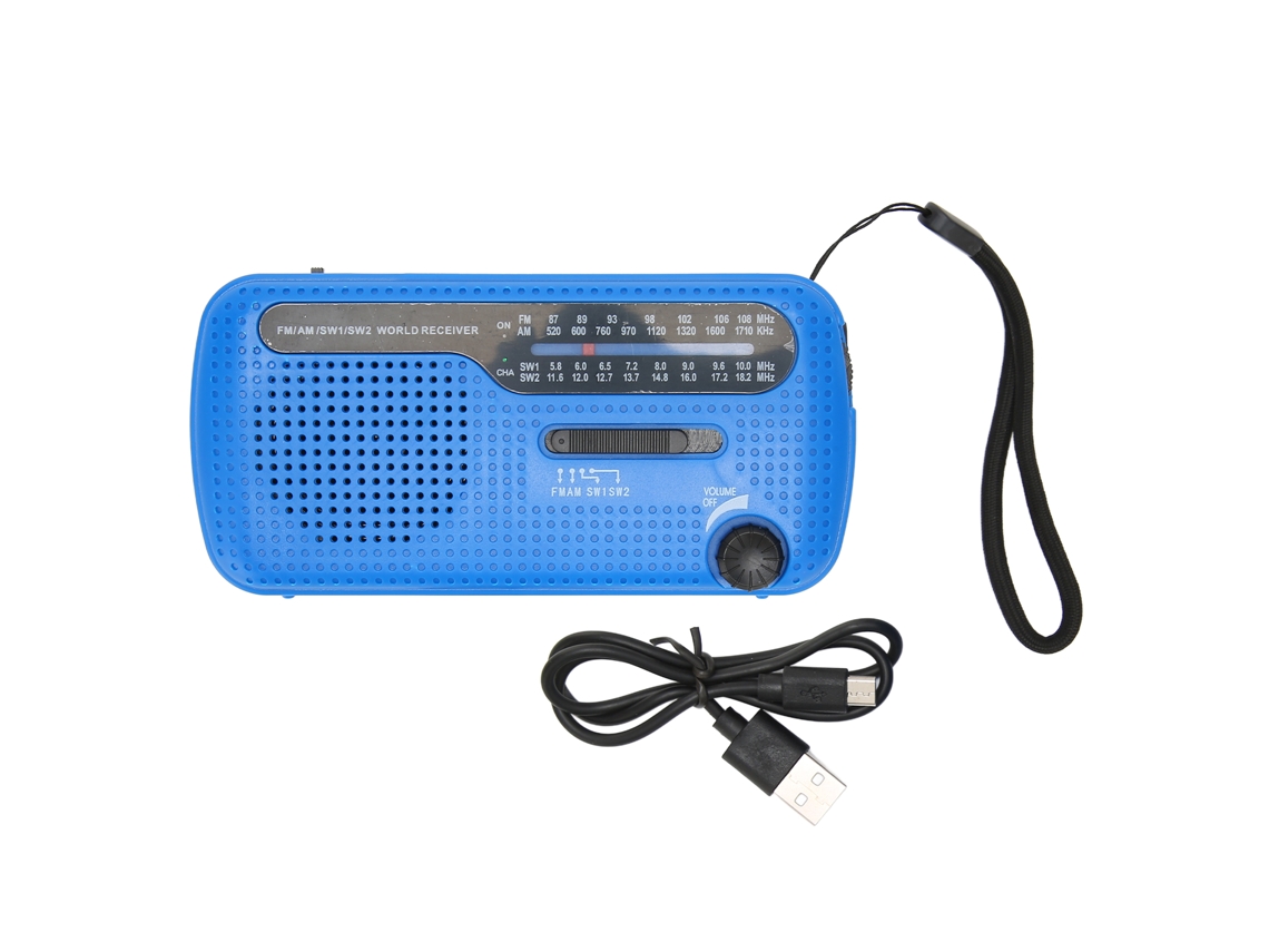 2026 radio Solar de Manivela Am Fm Sw1 Sw2 com Lanterna Led Multibanda para Camping e Emergências Exterior Azul