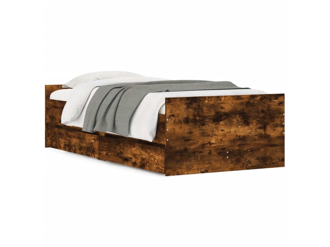 Bed Frame, Bed Frames Vidaxl Marrom Madeira Processada (75 X 190 Cm)