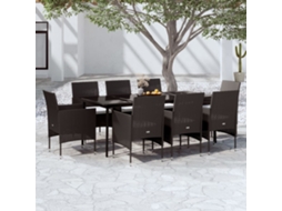 Vidaxl 9 Pcs Conjunto De Jantar Para Jardim Com Almofadões Preto