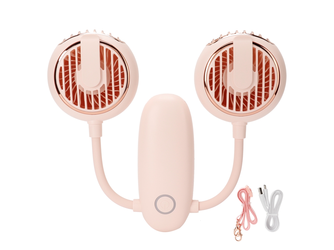 Ventilador Portátil de Pescoço Usb 360° Rosa
