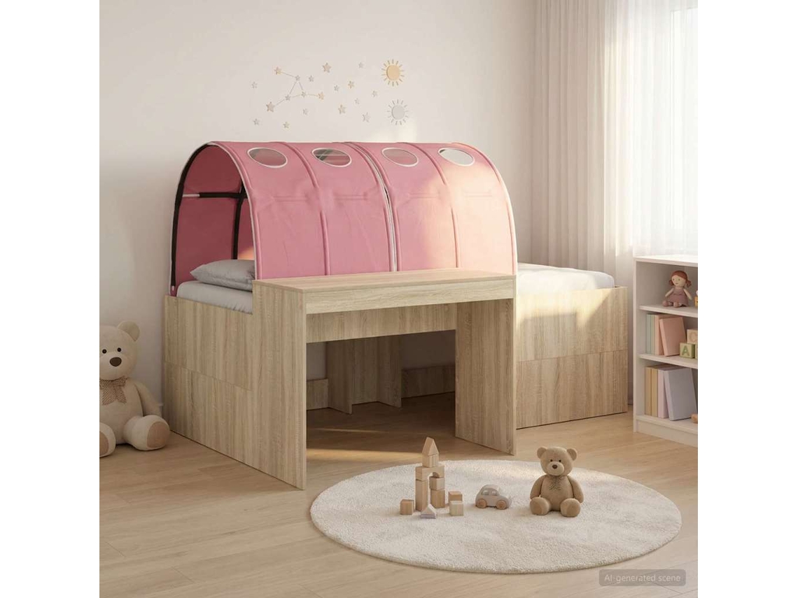 Vidaxl Cama Com Túnel 3 Unid. Carvalho Artisian E Rosa
