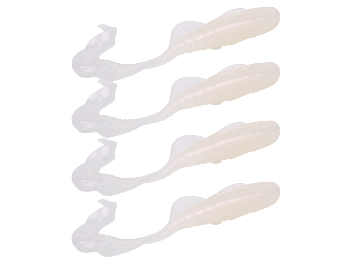 Fishing Lure (long Tail Swimming Salted Silicone) Curly Worm Soft Bait Artificial Silver Fishing Tackle (4 Pieces Per Pack)