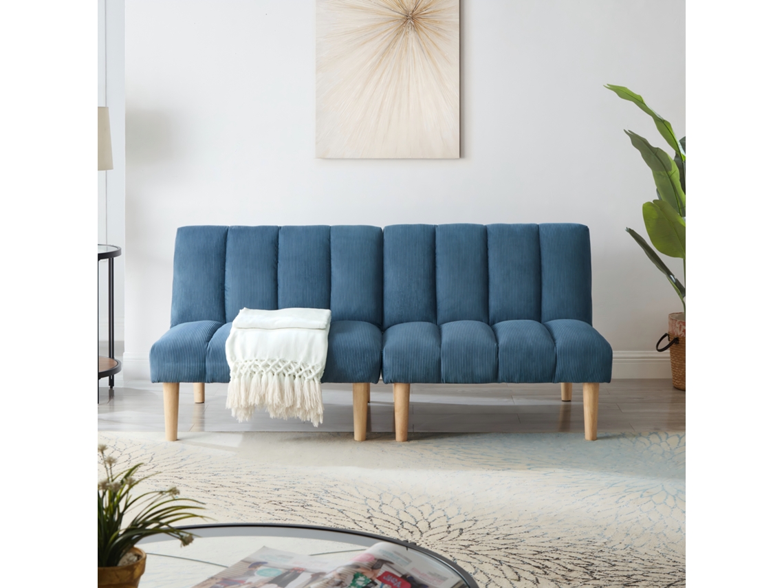 Sofá de 2 lugares, 167cm, dobrável, com encosto ajustável, espaço economizado, azul NOVELA