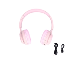 Aetheria fone de Ouvido Bluetooth Infantil Bt06c com Luzes Led Estéreo Plegável Rosa