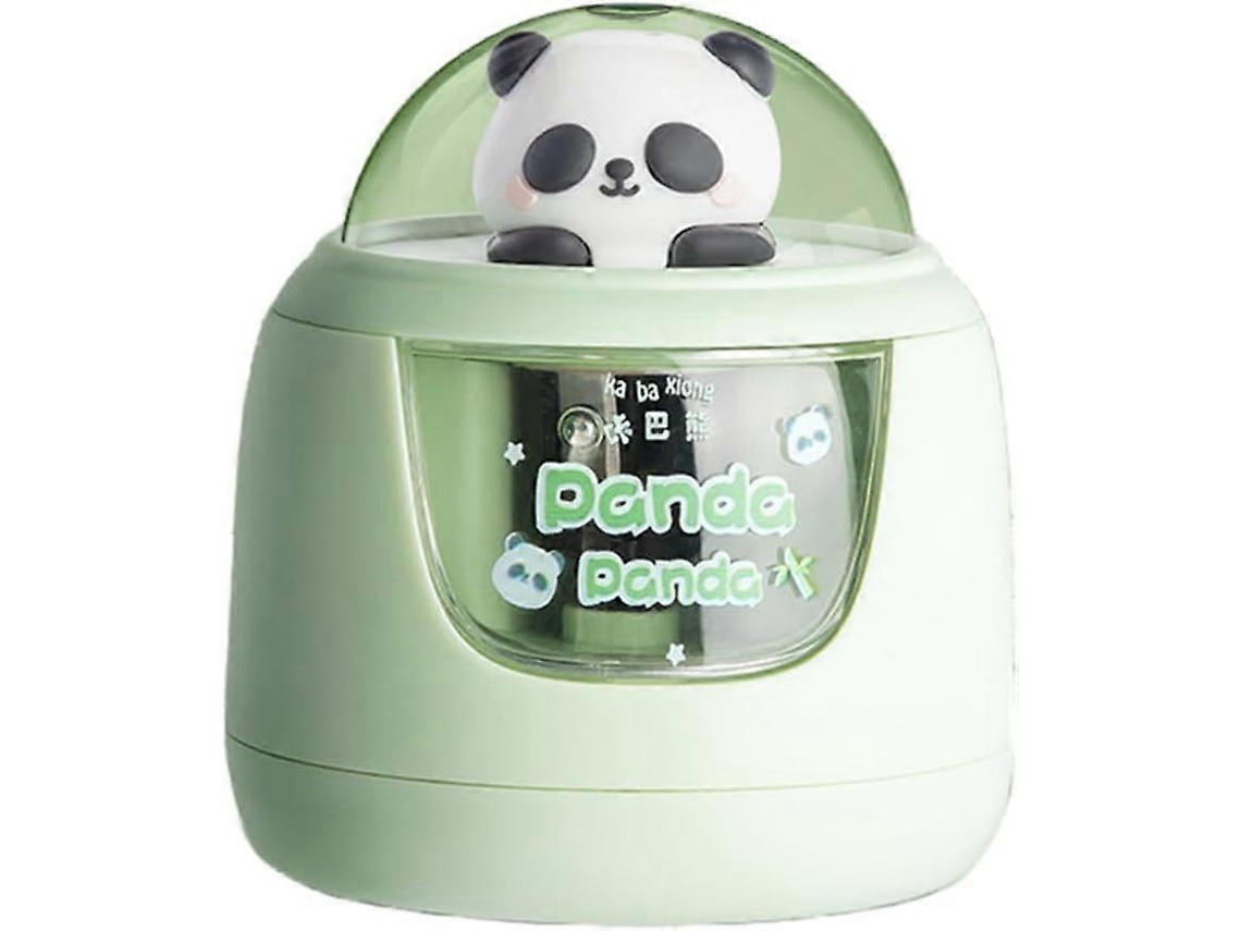 Apontador elétrico Slowmoose para crianças, lâmina espiral resistente, dois modos de potência, capa de silicone removível (Panda)