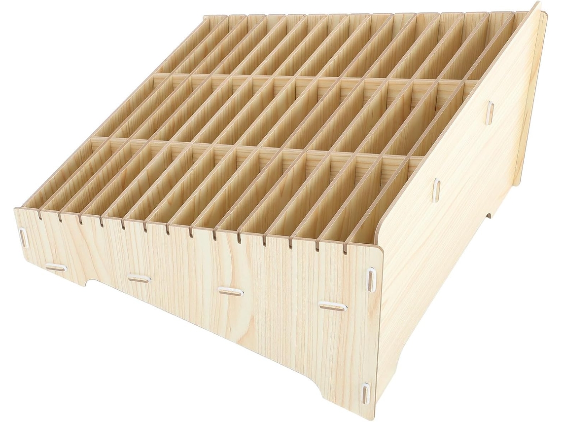 Conjunto de 1 Organizador Mesa em Madeira Garneck com Estojo para Celular, Ideal Sala Aula, Escritório, Reuniõ