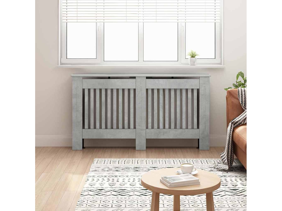 Vidaxl Capa De Radiador Cinzento Cimento 152 X 19 X 81,5 Cm