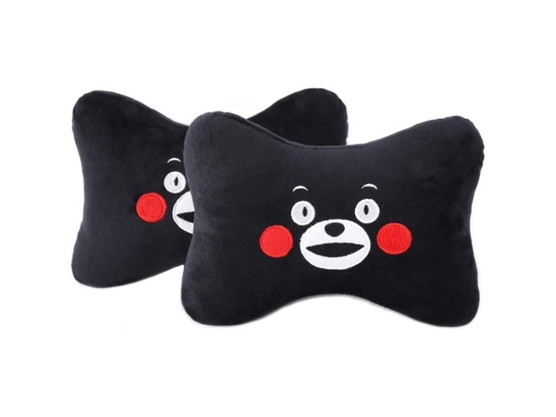 2026 almohada Cervical para Coche, Almohada Suave Con Diseño Cartoon, para Coche Hogar Oficina Viajes, 2 Piezas (negro)