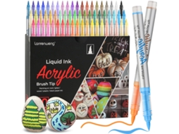 Conjunto de 60 Marcadores Acrílica com Ponta de Pincel, Canetas Premium para Pintura e Tecido, Secagem Rápida AQUAFORGE