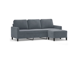 3-seater Sofa With Footstool, 3-seater Sofas With Footstools Vidaxl Cinzeto Veludo (n/a)