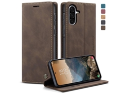 Capa Para Samsung Galaxy A56 Multifuncional Horizontal De Couro Café