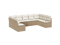 Conjunto 9 Sofá Exterior Vidaxl Bege Vime Pe (289 X 177 X 85 Cm)