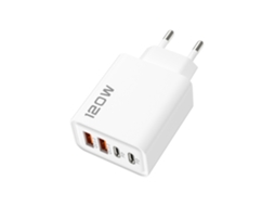 Carregador 120w 4 Portas Usb E Usb-c Rápido Branco Durável E Versátil