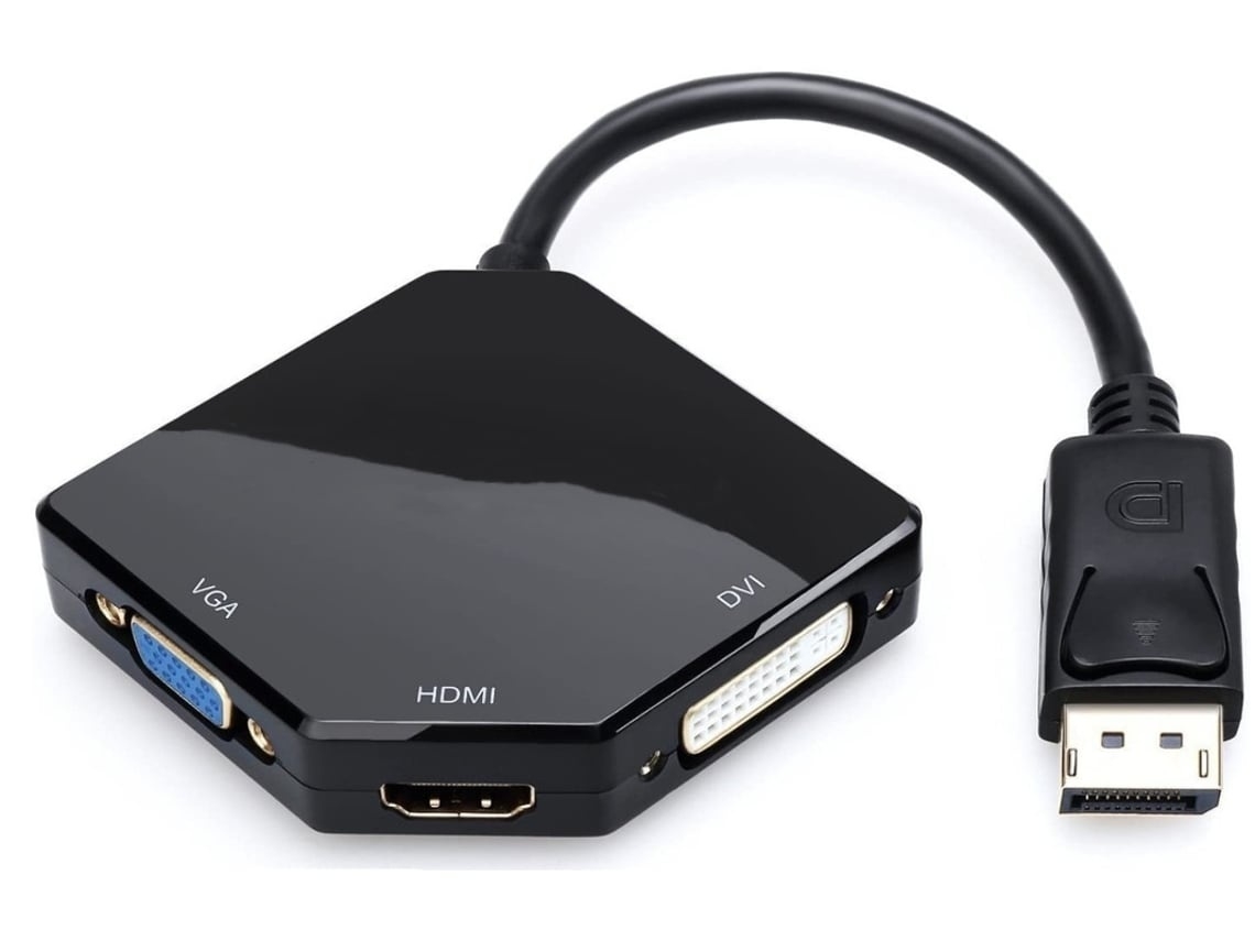 Lurelia Adaptador Displayport Para Hdmi Displayport Hdmi Vga Dvi Para Hdmi/ Dvi/ Vga 3 Em 1 Macho Para Fêmea Preto Yemaesre