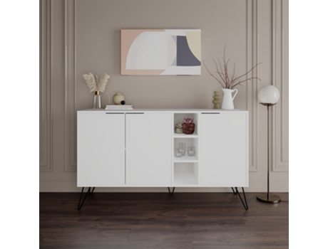 Aparador Lisboa Branco 142x83x35.6 Cm Design Moderno Leva Me Contigo