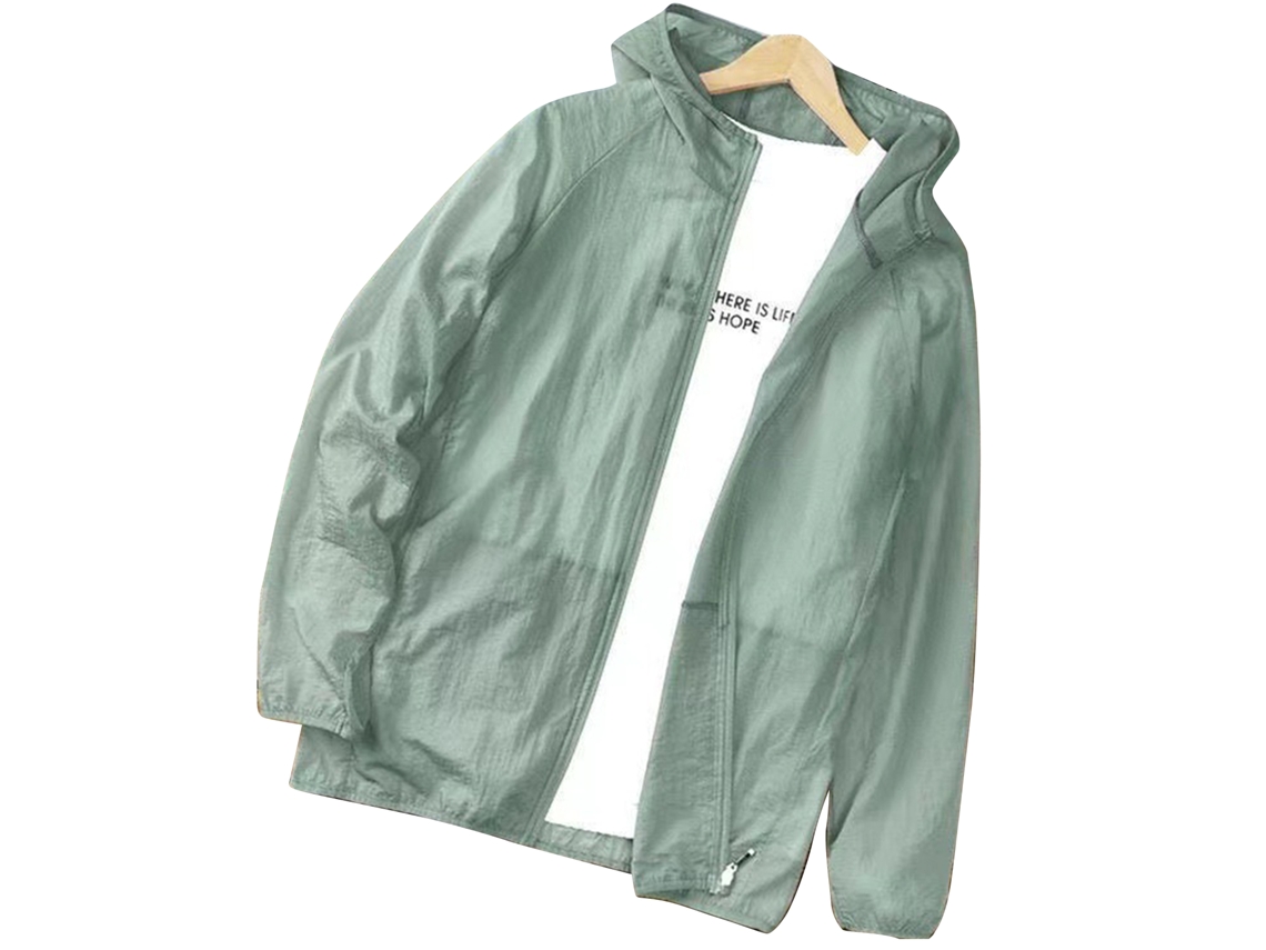 Jaqueta de Proteção Solar Business para Homem Leve Respirável Capuz Sunproof Verde 2xl