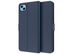 Capa Inch Para Iphone 13 Pele Sintética Anti-choque Magnética Com Porta-cartões Azul