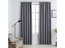 Vidaxl Cortinas Blackout Com Ganchos 2 Pcs 140x225 Cm Cinzento