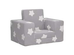 Vidaxl Sofá-cama Infantil De C/ Estrelas Pelúcia Cinzento-claro