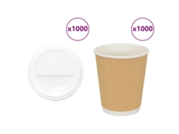 Vidaxl Copos De Café De Papel Com Tampas 1000 Pcs 8oz 200ml