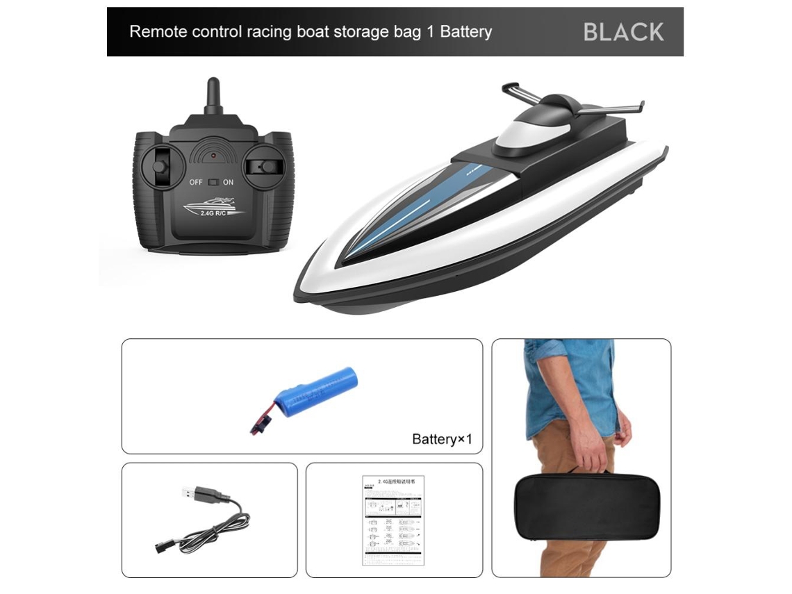 Mali barco de Controle Remoto Elétrico Racing de Alta Velocidade 2.4g com Bolsa de Armazenamento