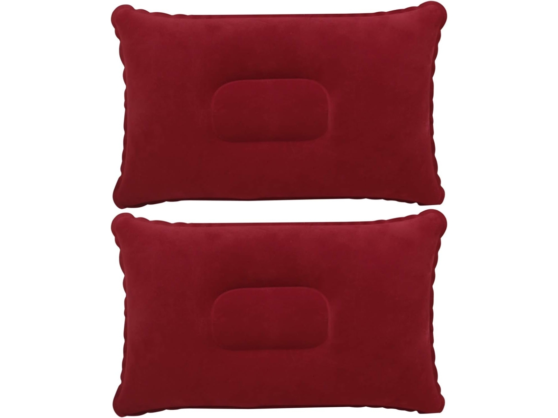 Conjunto de 2 almofadas infláveis cor bordô para viagens ou camping BRILVIBERA