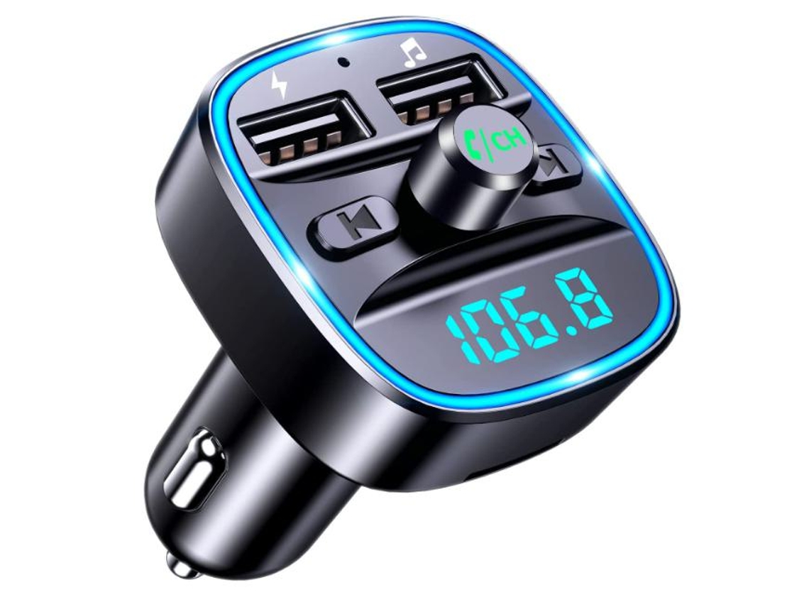 Transmissor Fm Bluetooth Yizhood T25s Dual Usb Tf/usb Led Preta