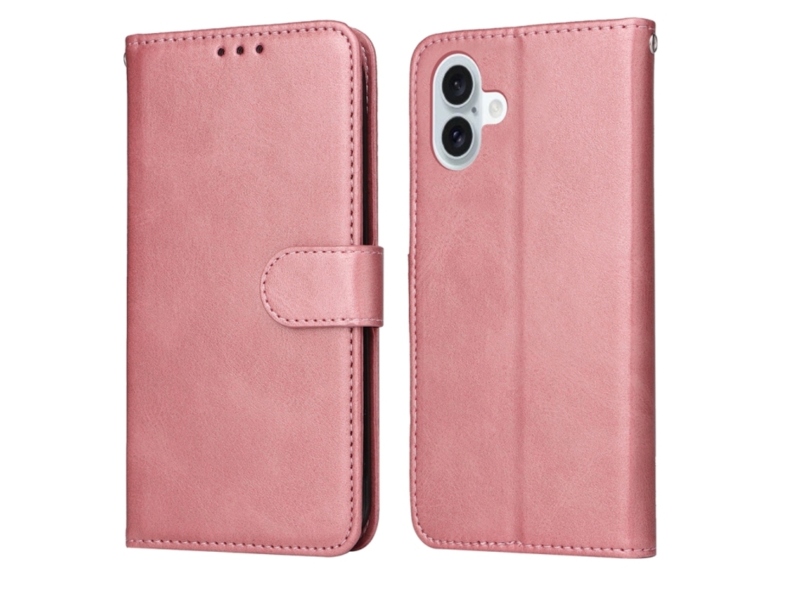Capa Flip De Couro Para Iphone 16 Plus - Textura De Bezerro Clássica