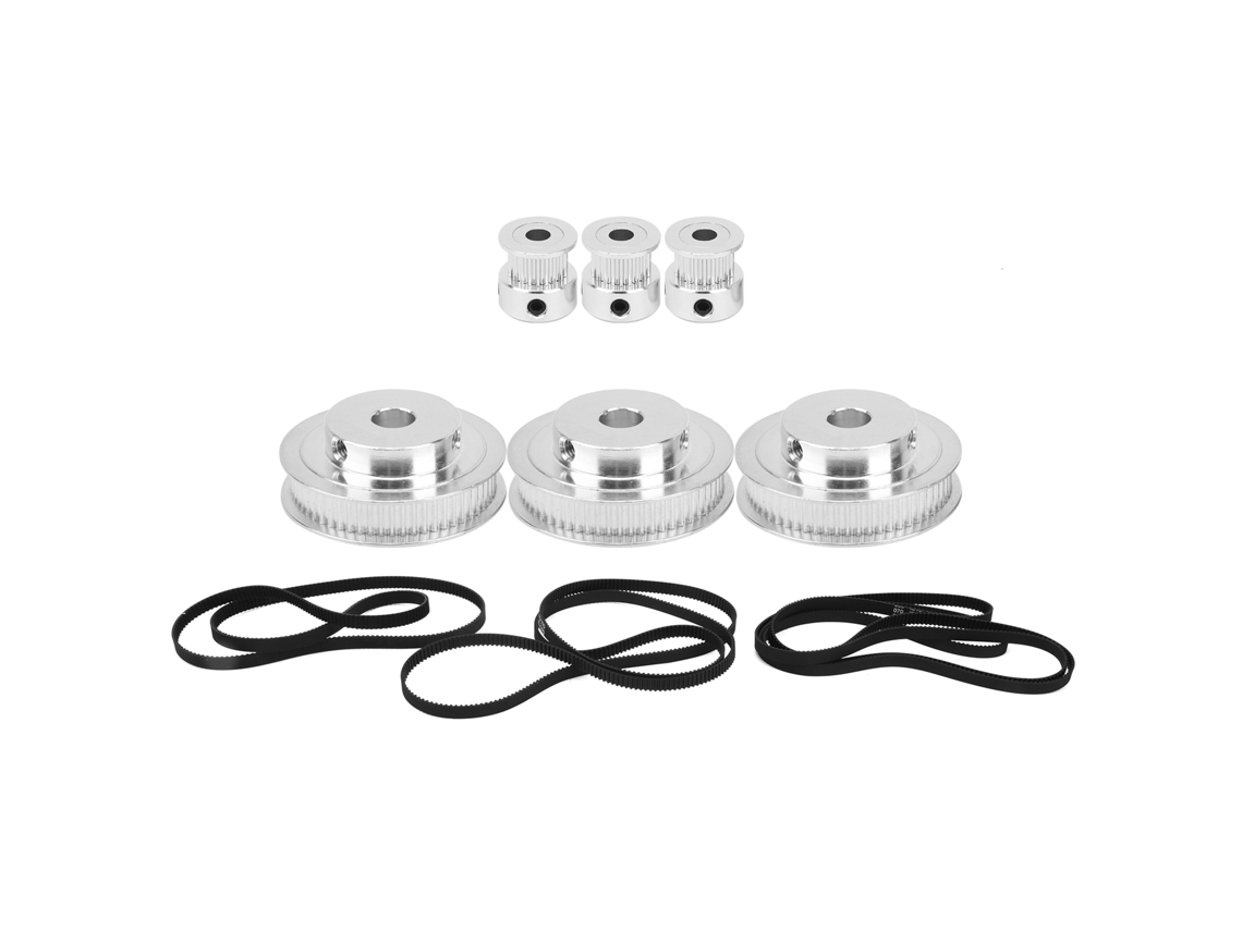 Conjunto de 3 polias de correia de distribuição com buchas de 20/60 dentes para impressoras 3D (2GT610/852/1220mm)