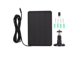 Panel Solar Para Cámara Cargador Ip65 Impermeable 5v 4w Micro Usb C Negro