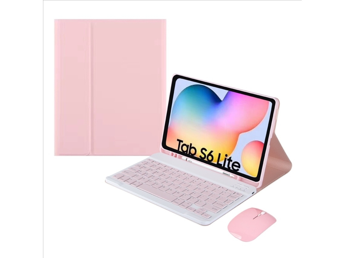 Capa Com Teclado Para Tablet Lurelia, Compatível Com Samsung Galaxy Tab S6 Lite 10.4/p610, Rosa, Couro Sintético, Teclado Bluetooth, Fixação Magnética