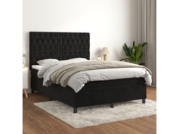 Cama Vidaxl com Molas/colchão 140x190 Cm Veludo Castanho