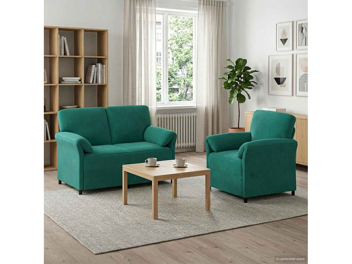 Vidaxl Conjunto De Sofás 2 Unid. Turquesa Veludo