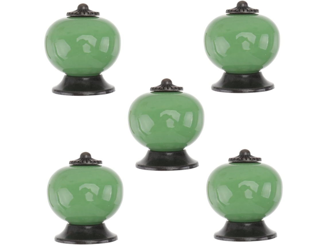 Conjunto De 5 Puxadores Redondos Cerâmica Angooily Para Portas Armários Cozinha, Com Revestimento Resistente Em Cerâmica