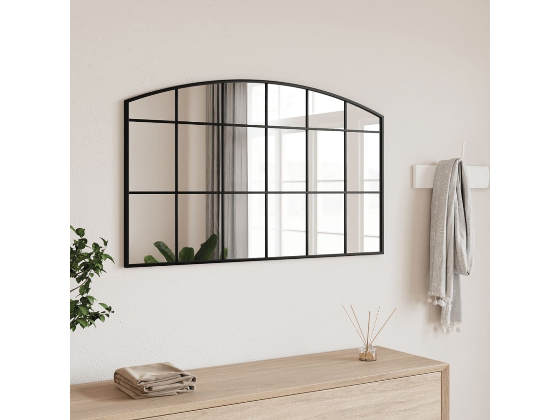 Vidaxl Espelho De Parede Arqueado 100x60 Cm Ferro Preto