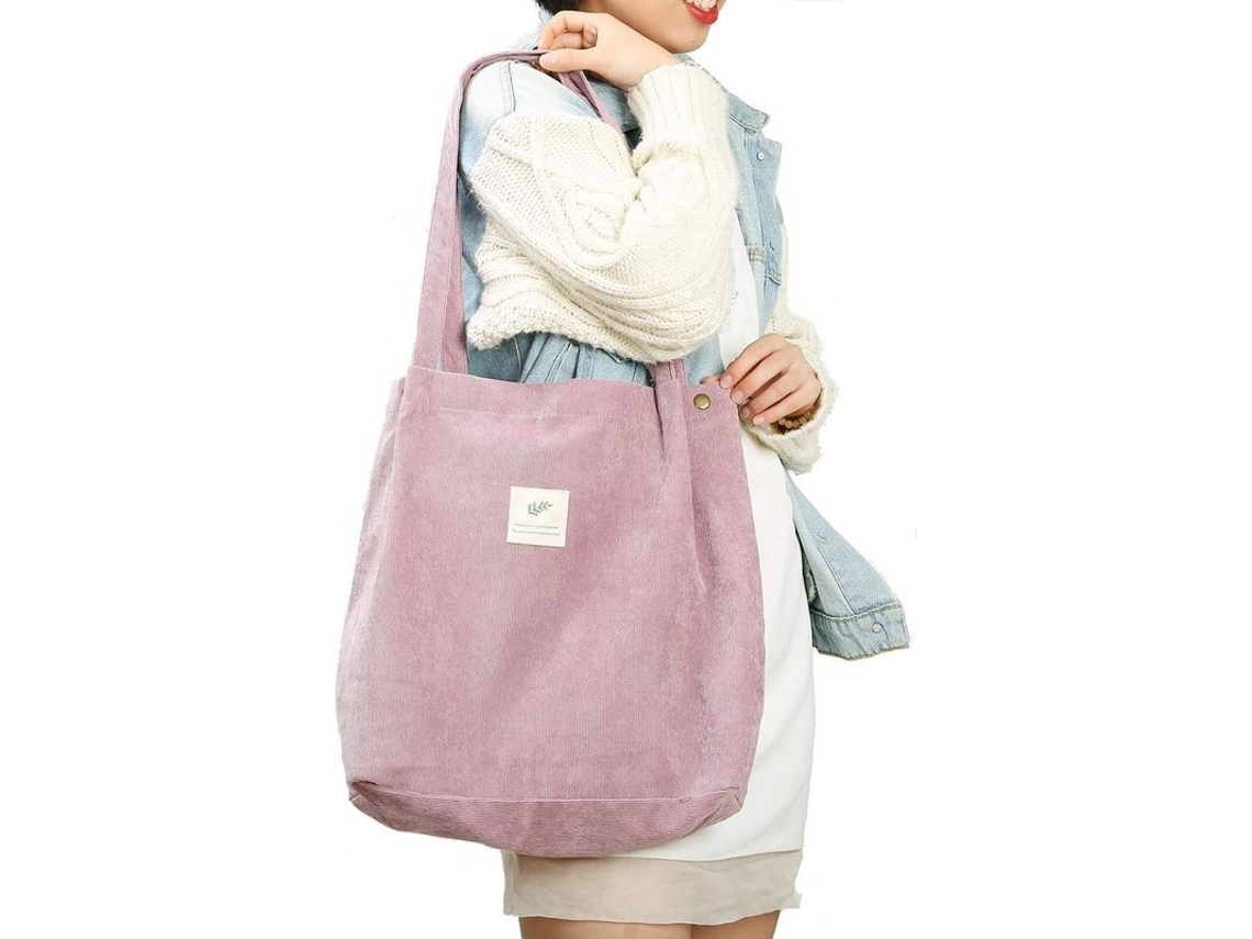 Bolsa de veludo cotelê feminina e infantil com bolsa interna, ideal para trabalho, praia, compras, viagens, ecológica, tamanho P/MARCA