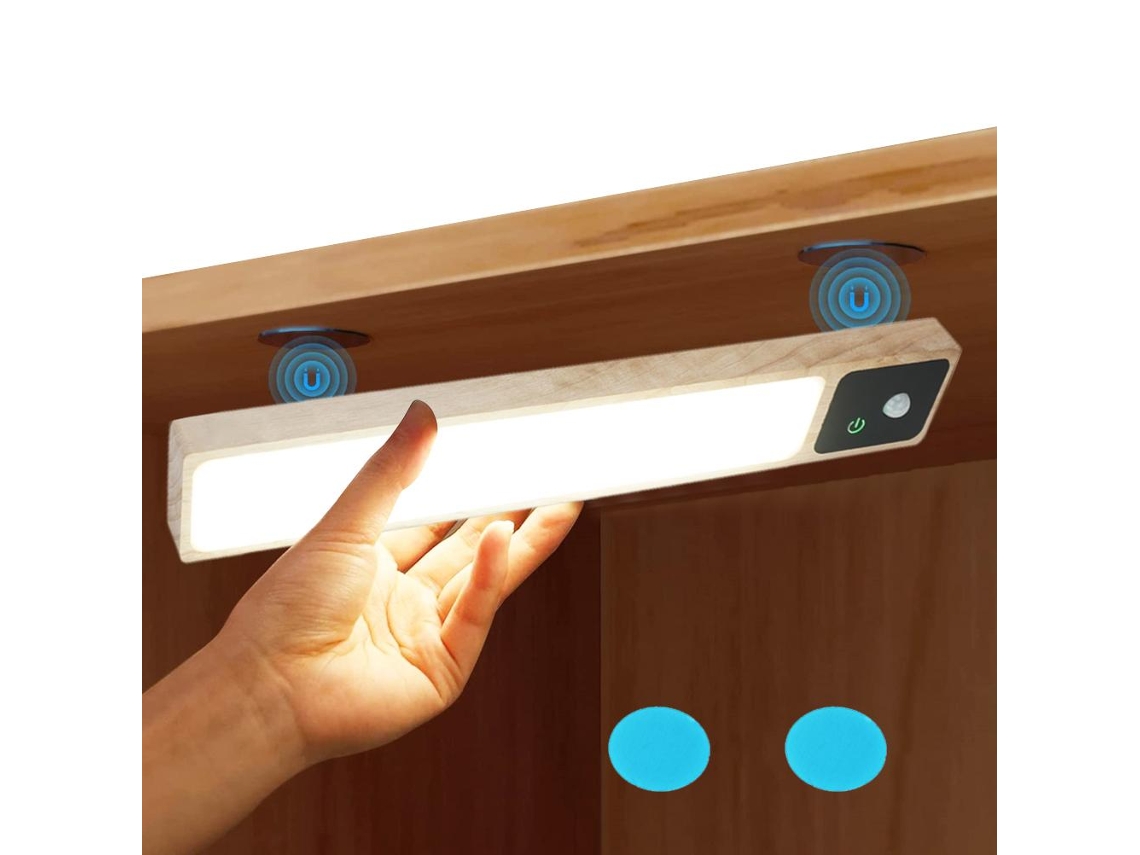 Lâmpada de armário com sensor de movimento, recarregável, dimmer, controle por toque