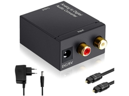 / R Rca Áudio Estéreo Analógico Para 3,5 Mm Jack Digital Spdif Adaptador De Áudio Coaxial Coaxial Toslink Yizhood (preto)
