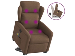 Vidaxl Poltrona Reclinável Massagens Tecido Castanho