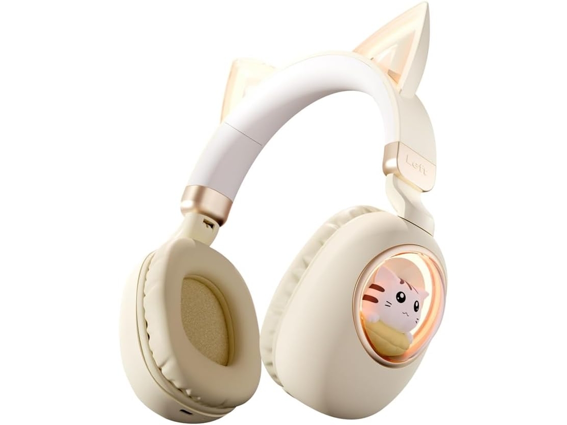 Fones De Ouvido Sem Fio Bluetooth 5.3 Com Orelhas Gato Para Meninas,