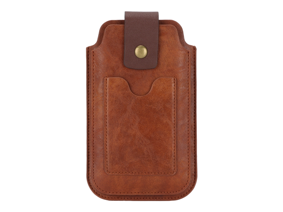 Aetheria estojo para Celular de Couro Pu Masculino Retro com Clip de Cinto e Carabiner para Ar Livre Marrom