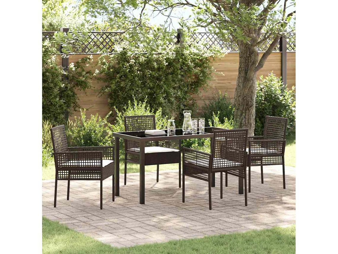 Vidaxl Conjunto De Jantar Para Jardim 5 Unid. Castanho Vime Pe