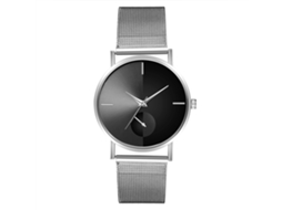 Reloj De Pulsera De Cuarzo Para Hombre Moda Leisure Con Dial De Aleación Suave Y Duradero (plata Negro)