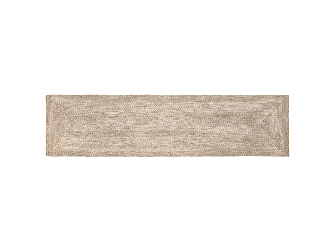 Vidaxl Tapete De Área Natural E Branco 60 X 400 Cm Juta