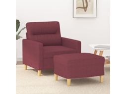 Vidaxl Poltrona Com Apoio De Pés 60 Cm Tecido Vermelho Tinto