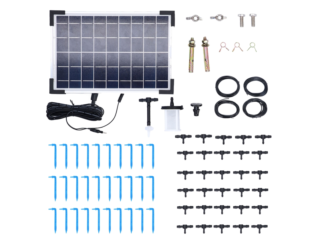 Sistema de irrigação automática alimentado por energia solar (com 10 modos de temporizador e irrigação por gotejamento de alta eficiência)