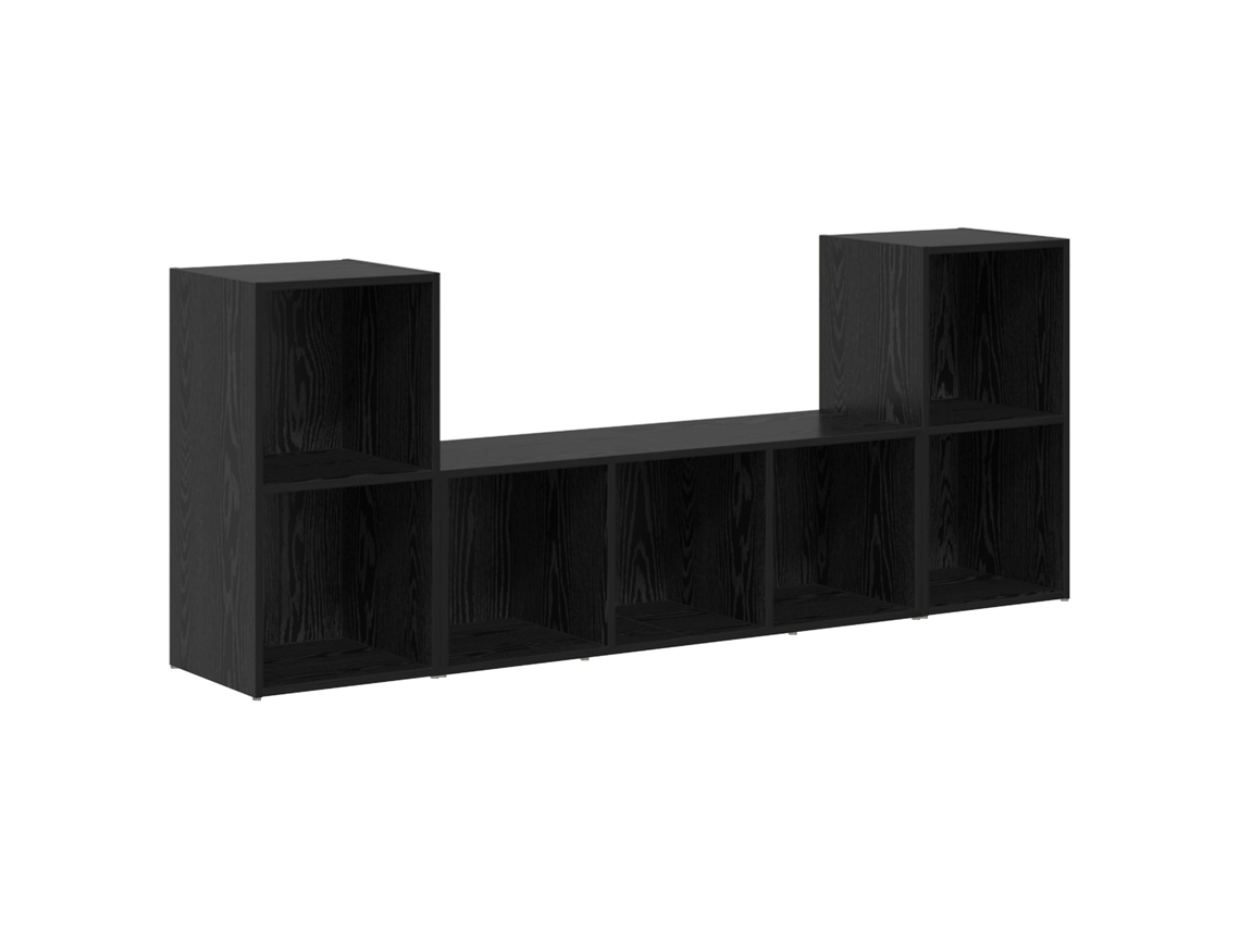 Conjunto 3 Suporte Para Tv Vidaxl Preto Derivados De Madeira (107 X 35 X 37 Cm)